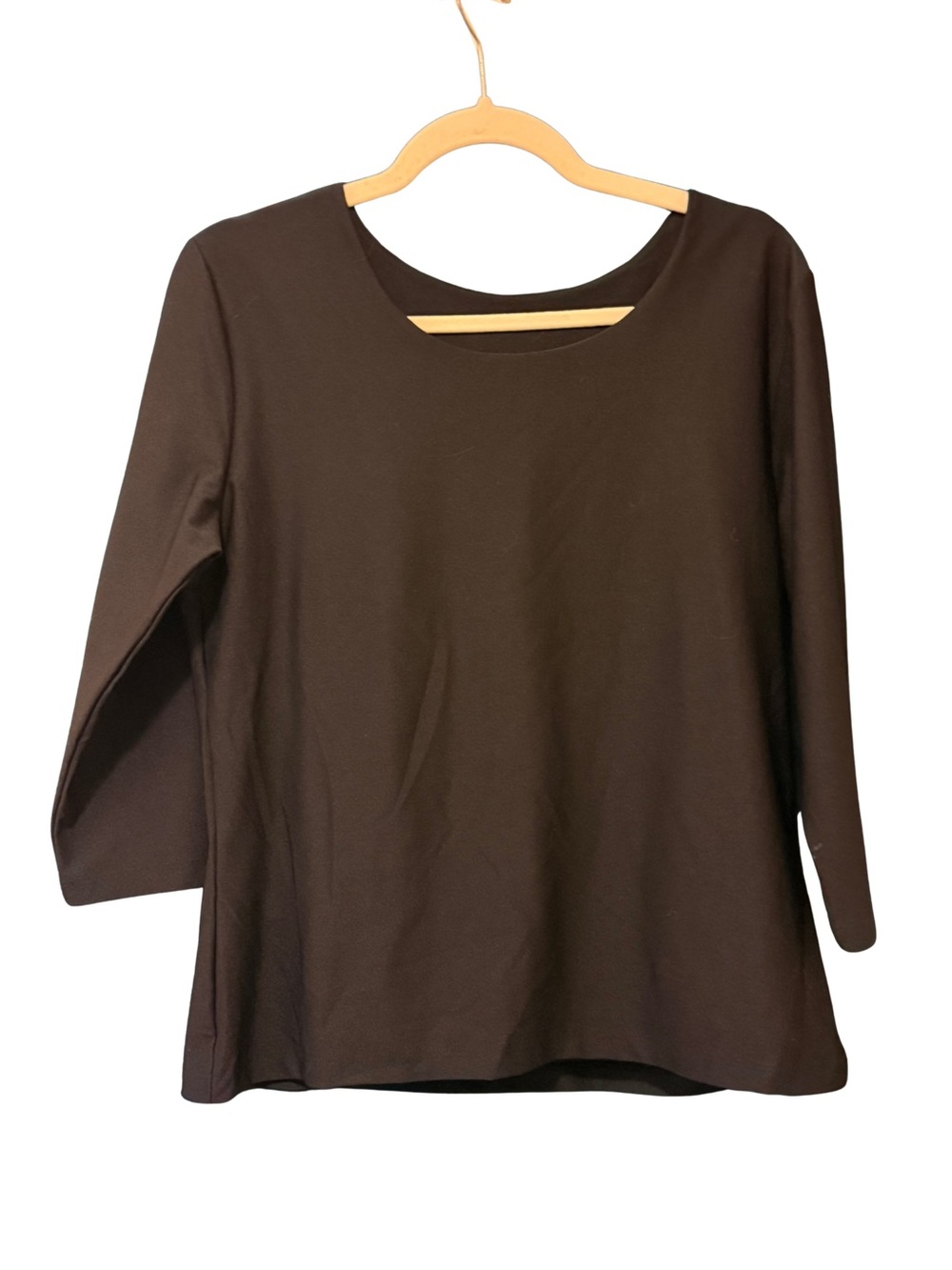 SPANX XL Black Smoothing Top 3/4 Sleeve Stretch Knit Career Travel